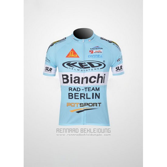 2010 Fahrradbekleidung Bianchi Hellblau Trikot Kurzarm und Tragerhose