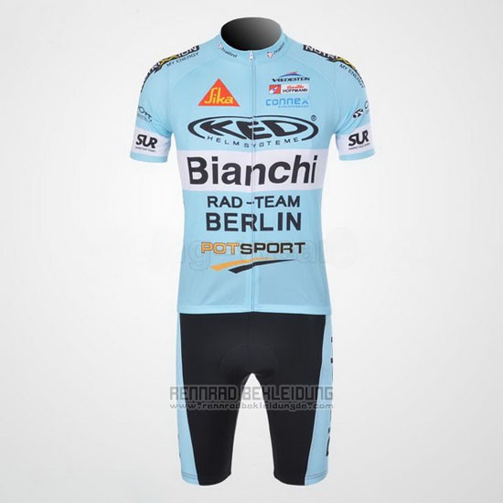 2010 Fahrradbekleidung Bianchi Hellblau Trikot Kurzarm und Tragerhose