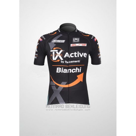 2012 Fahrradbekleidung Bianchi Shwarz und Orange Trikot Kurzarm und Tragerhose