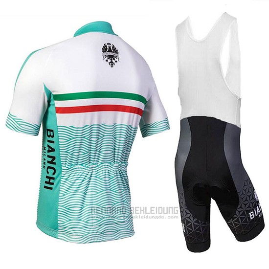 2018 Fahrradbekleidung Bianchi Attone Wei und Grun Trikot Kurzarm und Tragerhose - zum Schließen ins Bild klicken