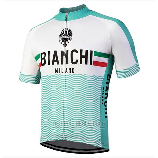 2018 Fahrradbekleidung Bianchi Attone Wei und Grun Trikot Kurzarm und Tragerhose