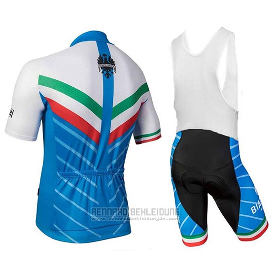 2018 Fahrradbekleidung Bianchi Tiera Wei und Blau Trikot Kurzarm und Tragerhose