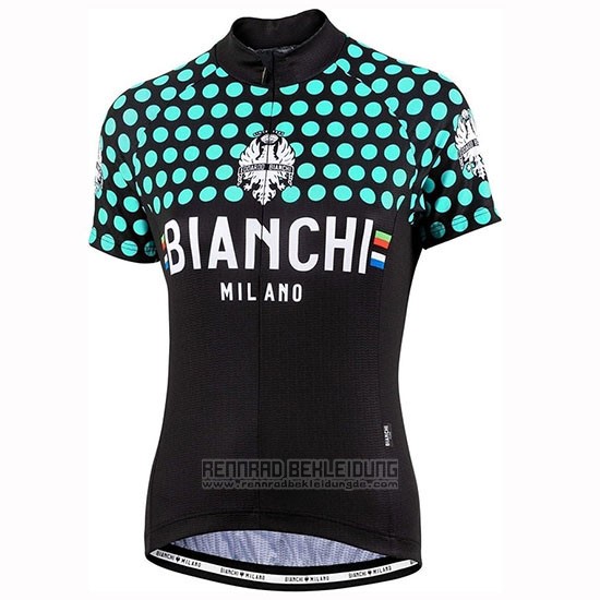 2019 Fahrradbekleidung Frau Bianchi Dot Shwarz Grun Trikot Kurzarm und Tragerhose - zum Schließen ins Bild klicken