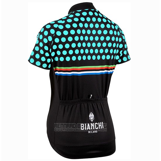 2019 Fahrradbekleidung Frau Bianchi Dot Shwarz Grun Trikot Kurzarm und Tragerhose - zum Schließen ins Bild klicken