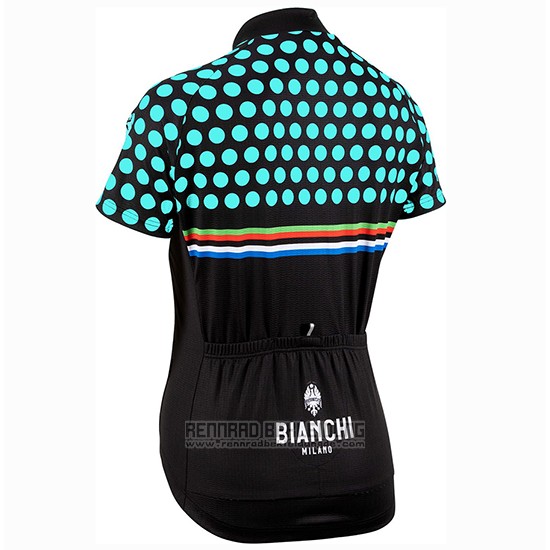 2019 Fahrradbekleidung Frau Bianchi Dot Shwarz Grun Trikot Kurzarm und Tragerhose