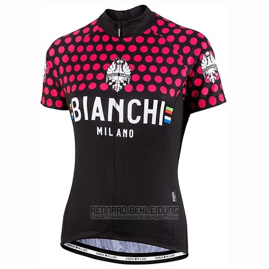 2019 Fahrradbekleidung Frau Bianchi Dot Shwarz Rot Trikot Kurzarm und Tragerhose - zum Schließen ins Bild klicken