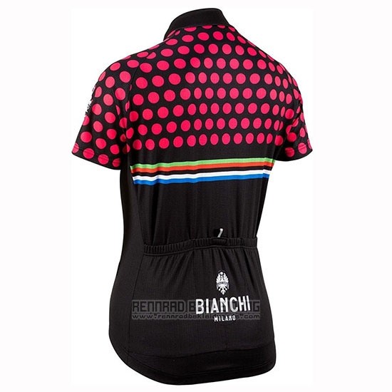 2019 Fahrradbekleidung Frau Bianchi Dot Shwarz Rot Trikot Kurzarm und Tragerhose