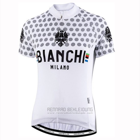 2019 Fahrradbekleidung Frau Bianchi Dot Wei Trikot Kurzarm und Tragerhose