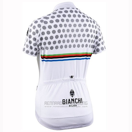 2019 Fahrradbekleidung Frau Bianchi Dot Wei Trikot Kurzarm und Tragerhose