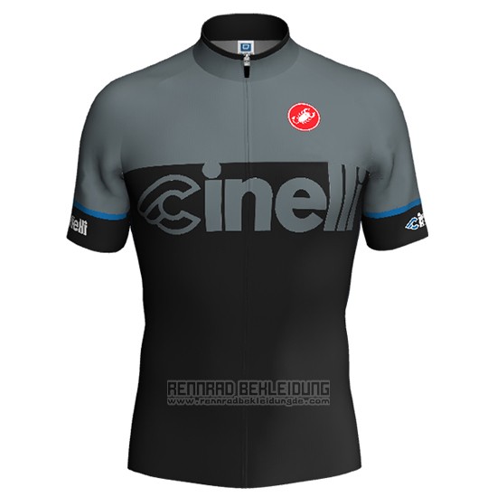 2016 Fahrradbekleidung Cinelli Shwarz und Grau Trikot Kurzarm und Tragerhose