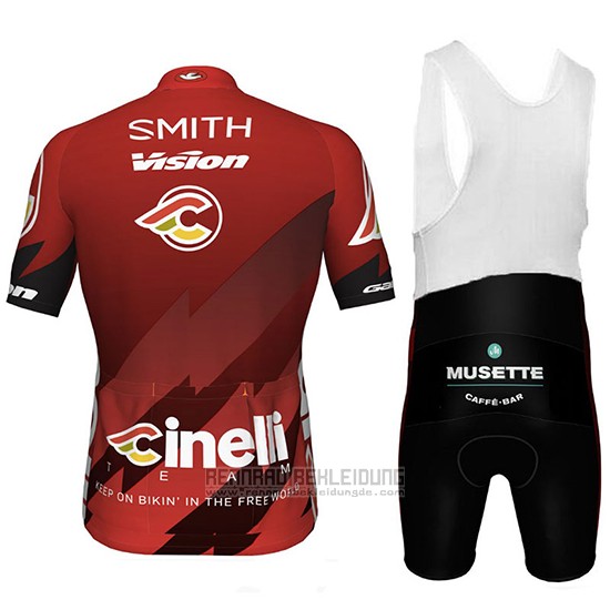 2018 Fahrradbekleidung Cinelli Chrome Dunkel und Rot Trikot Kurzarm und Tragerhose - zum Schließen ins Bild klicken