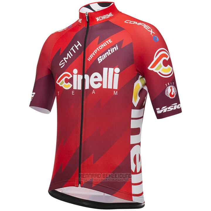 2018 Fahrradbekleidung Cinelli Dunkel Rot Trikot Kurzarm und Tragerhose