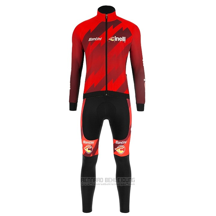 2018 Fahrradbekleidung Cinelli Dunkel Rot Trikot Langarm und Tragerhose - zum Schließen ins Bild klicken