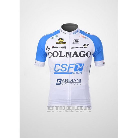 2012 Fahrradbekleidung Colnago Azurblau und Wei Trikot Kurzarm und Tragerhose