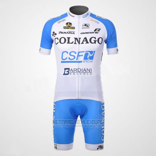 2012 Fahrradbekleidung Colnago Azurblau und Wei Trikot Kurzarm und Tragerhose