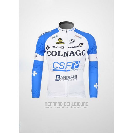 2012 Fahrradbekleidung Colnago Azurblau und Wei Trikot Langarm und Tragerhose - zum Schließen ins Bild klicken