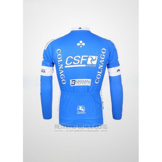 2012 Fahrradbekleidung Colnago Azurblau und Wei Trikot Langarm und Tragerhose - zum Schließen ins Bild klicken