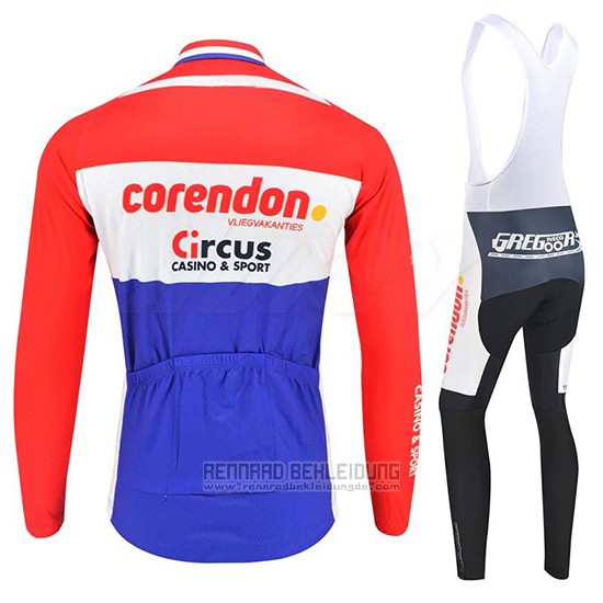 2019 Fahrradbekleidung Corendon Circus Rot Wei Azul Trikot Langarm und Tragerhose