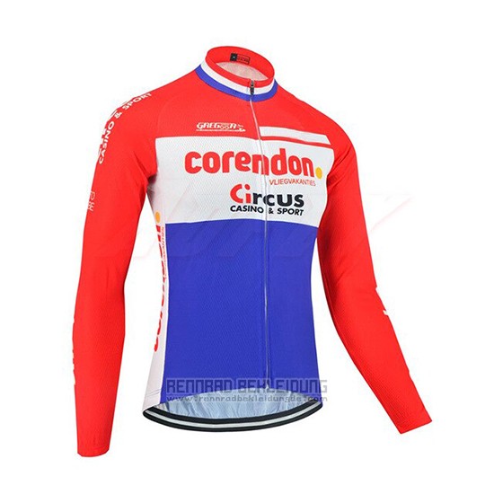 2019 Fahrradbekleidung Corendon Circus Rot Wei Azul Trikot Langarm und Tragerhose