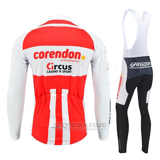 2019 Fahrradbekleidung Corendon Circus Wei Rot Trikot Langarm und Tragerhose - zum Schließen ins Bild klicken