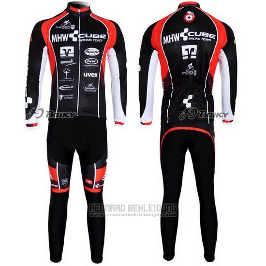 2012 Fahrradbekleidung Cube Shwarz und Rot Trikot Langarm und Tragerhose