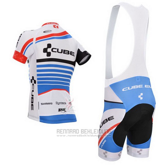 2014 Fahrradbekleidung Cube Blau und Wei Trikot Kurzarm und Tragerhose