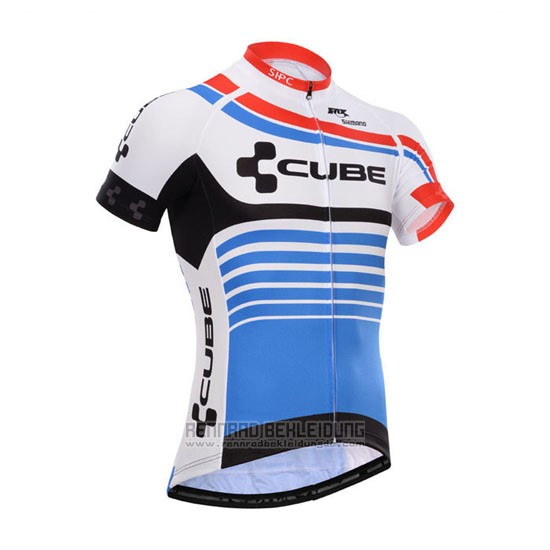 2014 Fahrradbekleidung Cube Blau und Wei Trikot Kurzarm und Tragerhose