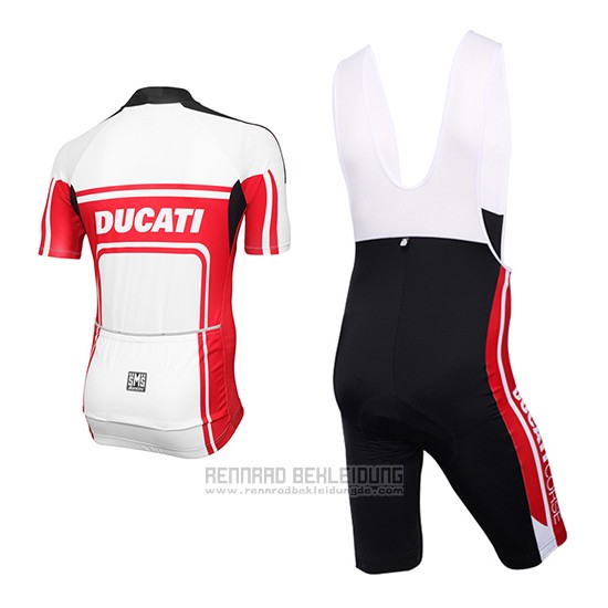 2016 Fahrradbekleidung Ducati Wei und Rot Trikot Kurzarm und Tragerhose