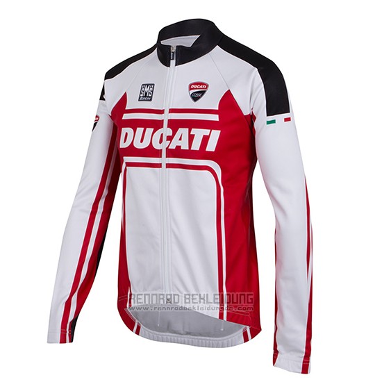2016 Fahrradbekleidung Ducati Wei und Rot Trikot Langarm und Tragerhose