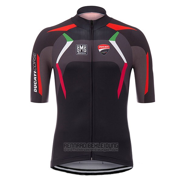 2017 Fahrradbekleidung Ducati Corse Shwarz Trikot Kurzarm und Tragerhose