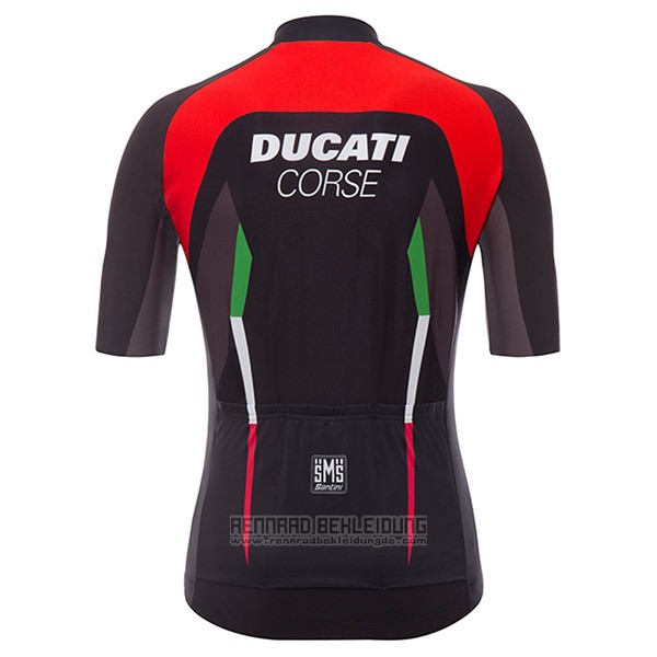 2017 Fahrradbekleidung Ducati Corse Shwarz Trikot Kurzarm und Tragerhose