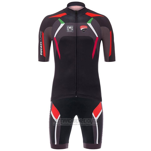 2017 Fahrradbekleidung Ducati Corse Shwarz Trikot Kurzarm und Tragerhose