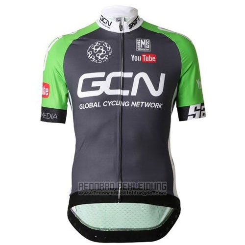 2016 Fahrradbekleidung GCN Grau und Grun Trikot Kurzarm und Tragerhose