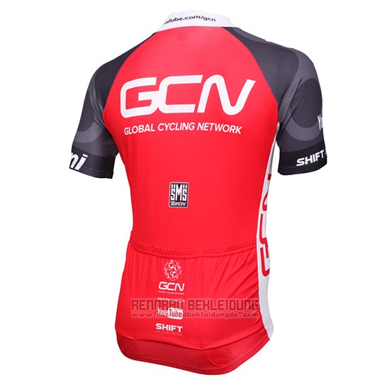 2016 Fahrradbekleidung Global Cycling Network Grau und Rot Trikot Kurzarm und Tragerhose