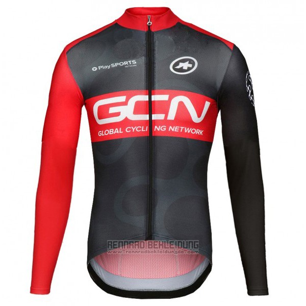 2017 Fahrradbekleidung GCN Shwarz und Rot Trikot Langarm und Tragerhose