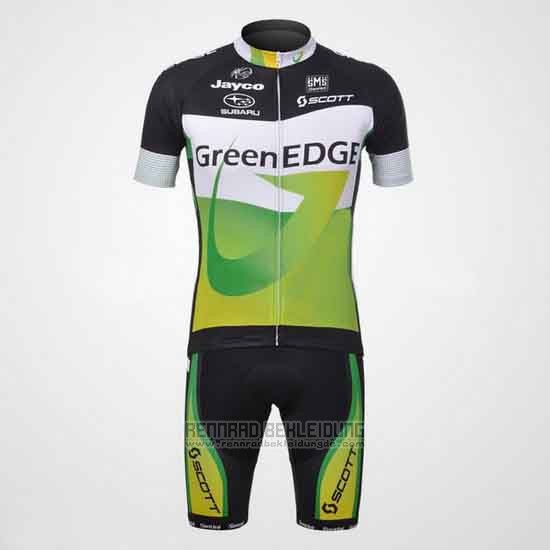 2012 Fahrradbekleidung GreenEDGE Shwarz und Grun Trikot Kurzarm und Tragerhose