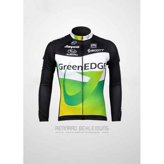 2012 Fahrradbekleidung GreenEDGE Shwarz und Grun Trikot Langarm Tragerhose