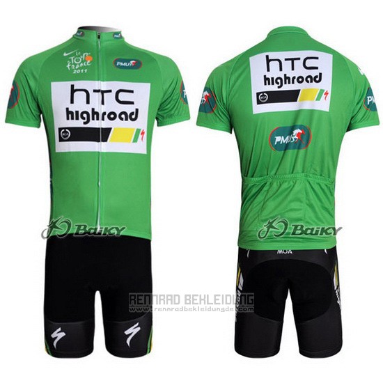 2011 Fahrradbekleidung HTC Highroad Grun und Wei Trikot Kurzarm und Tragerhose - zum Schließen ins Bild klicken