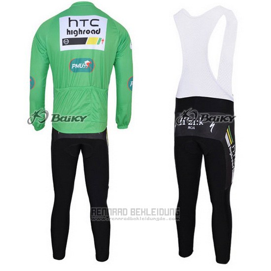 2011 Fahrradbekleidung HTC Highroad Grun und Wei Trikot Langarm und Tragerhose - zum Schließen ins Bild klicken