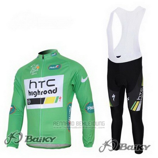 2011 Fahrradbekleidung HTC Highroad Grun und Wei Trikot Langarm und Tragerhose - zum Schließen ins Bild klicken