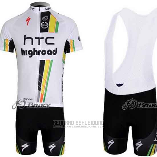 2011 Fahrradbekleidung HTC Highroad Wei Trikot Kurzarm und Tragerhose