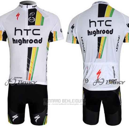 2011 Fahrradbekleidung HTC Highroad Wei Trikot Kurzarm und Tragerhose