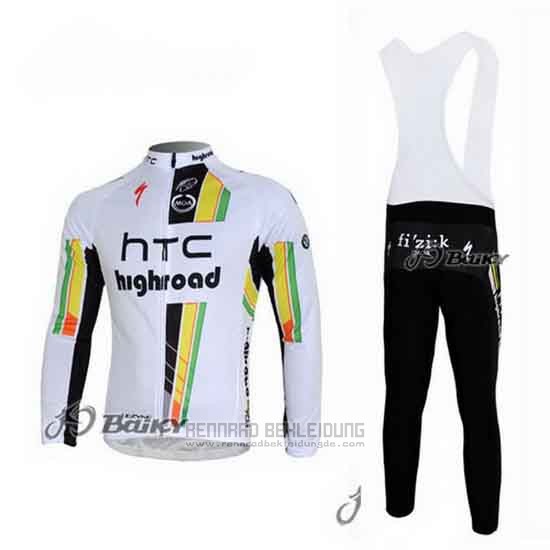 2011 Fahrradbekleidung HTC Highroad Wei Trikot Langarm und Tragerhose