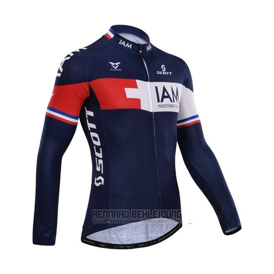 2015 Fahrradbekleidung IAM Blau Trikot Langarm und Tragerhose