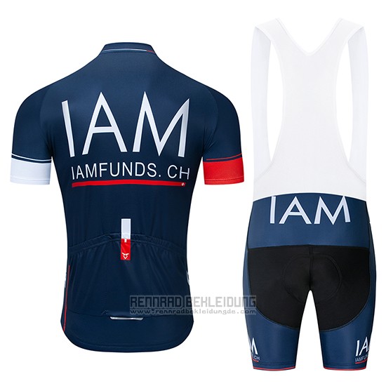 2019 Fahrradbekleidung IAM Blau Tief Trikot Kurzarm und Tragerhose