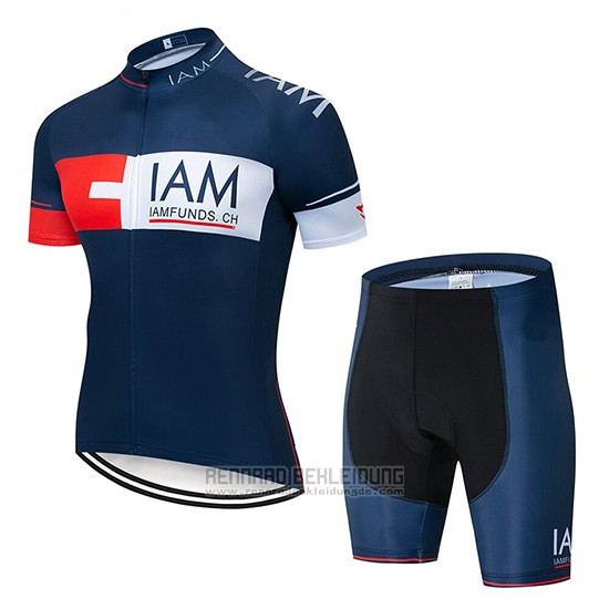 2019 Fahrradbekleidung IAM Blau Tief Trikot Kurzarm und Tragerhose - zum Schließen ins Bild klicken