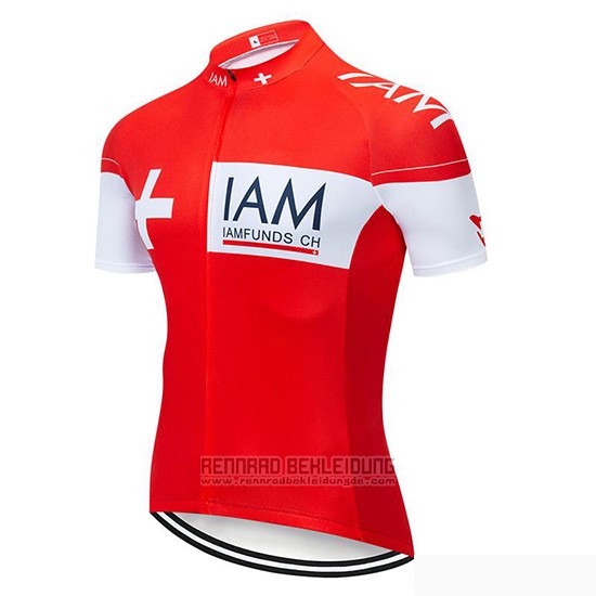 2019 Fahrradbekleidung IAM Rot Wei Trikot Kurzarm und Tragerhose - zum Schließen ins Bild klicken