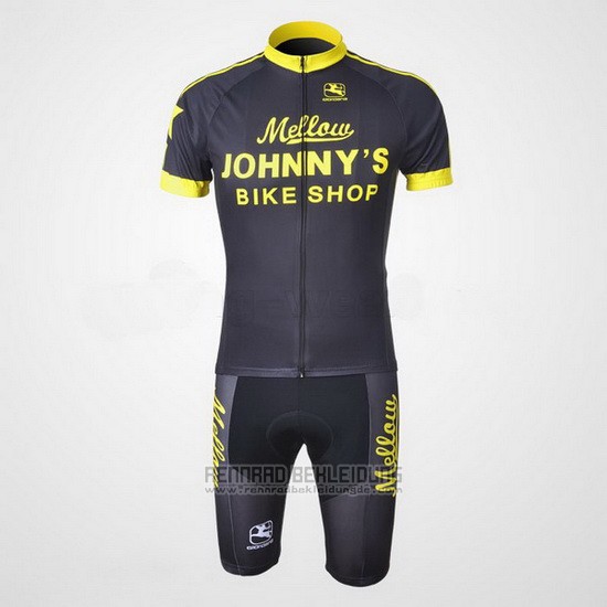 2010 Fahrradbekleidung Johnnys Shwarz und Gelb Trikot Kurzarm und Tragerhose