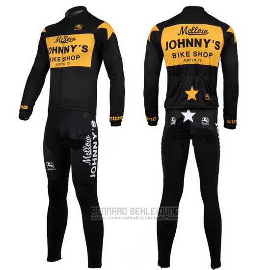 2010 Fahrradbekleidung Johnnys Shwarz und Gelb Trikot Langarm und Tragerhose