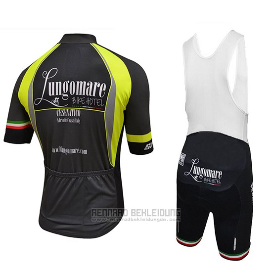 2018 Fahrradbekleidung Lungomare Shwarz und Gelb Trikot Kurzarm und Tragerhose